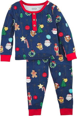 Mud Pie Navy Ornament Pajama Set-Boys Sleepwear-Simply Blessed Children's Boutique