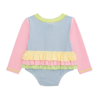 Mud Pie Ruffle Gingham Seersucker Rashguard-Baby One-Pieces-Simply Blessed Children's Boutique