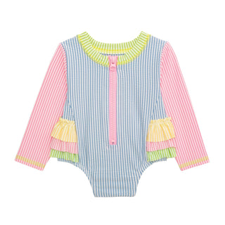 Mud Pie Ruffle Gingham Seersucker Rashguard-Baby One-Pieces-Simply Blessed Children's Boutique