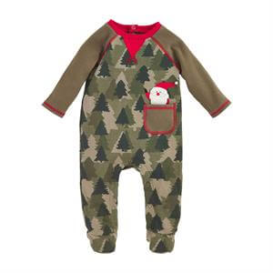 Mud Pie Santa Tree Camo Sleeper-Boys Sleepwear-Simply Blessed Children's Boutique