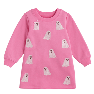 Mud Pie Sequin Ghost Sweatshirt Dress - Simply Blessed Children's Boutique