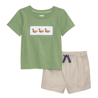 Mud Pie Smocked Mallard Duck Short Set-Boys Outfit Sets-Simply Blessed Children's Boutique