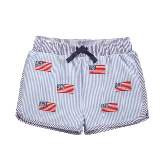 Mud Pie Striped Patriotic Flag Swim Trunks-Boys Swimwear-Simply Blessed Children's Boutique
