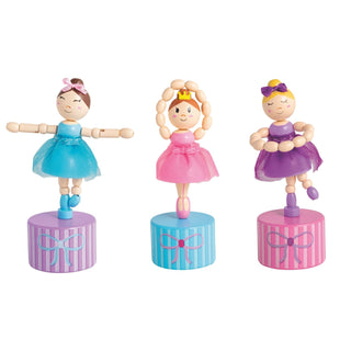 Mud Pie Wooden Ballerina Collapsing Push Toy – Classic Dancer Doll-Toys-Simply Blessed Children's Boutique