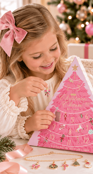 Mud Pie Pink Christmas Tree Necklace and Charms Advent Calendar Set-Girls Necklace-Simply Blessed Children's Boutique