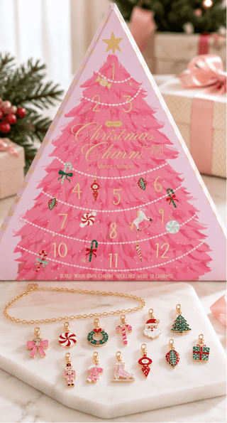 Mud Pie Pink Christmas Tree Necklace and Charms Advent Calendar Set-Girls Necklace-Simply Blessed Children's Boutique