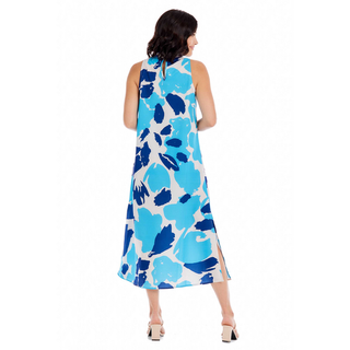 Annie Sleeveless Blue Print Dress – Mud Pie