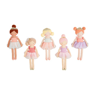 Plush ballerina dolls with pastel tutus and sweater knit yarn hair—perfect for snuggling, gifting, or recital keepsakes.