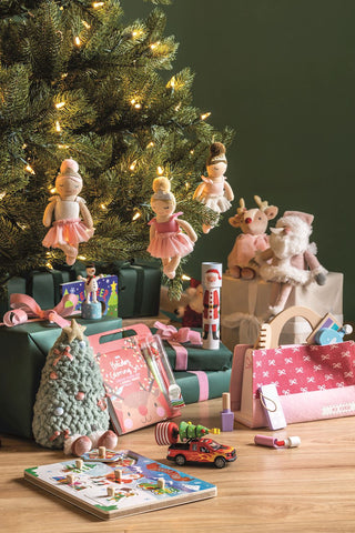 Mud Pie sweater knit ballerina ornaments with tulle skirts and sparkly crowns, perfect for Christmas or keepsake gifting.