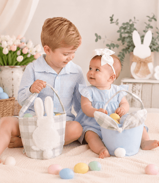 Gray Gingham Easter Basket-Bags-Simply Blessed Children's Boutique