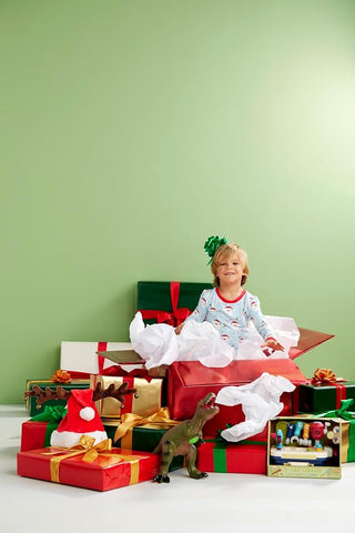 Glow In The Dark Blue Santa Pajamas - Mud Pie-Boys Sleepwear-Simply Blessed Children's Boutique