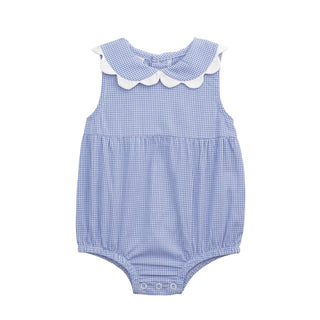 Mud Pie Baby Girl’s Blue Gingham Scallop Bubble