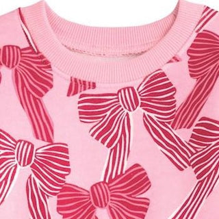 Mud Pie Girls Pink Bow Print Two-Piece Jogger Set-Girls Outfit Sets-Simply Blessed Children's Boutique