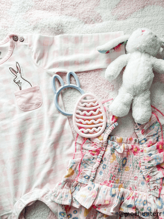 Mud Pie Baby Girl Pink Bunny Pocket Sleeper-Infants-Simply Blessed Children's Boutique
