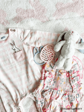 Mud Pie Baby Girl Pink Bunny Pocket Sleeper-Infants-Simply Blessed Children's Boutique