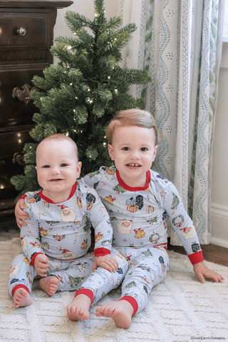 Mud Pie Boy's Light Blue Classic Christmas Pajama Set-Boys Sleepwear-Simply Blessed Children's Boutique