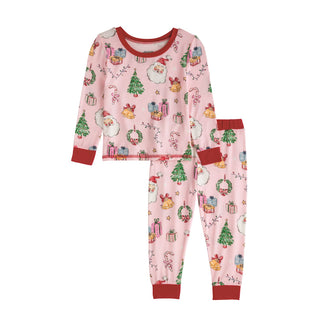 Mud Pie Girl's Pink Christmas Pajama Set-Girls Sleepwear-Simply Blessed Children's Boutique
