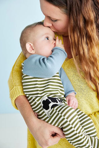 Mud Pie Striped Cow Bodysuit – Baby Boy One-Piece Farm Outfit-Infants-Simply Blessed Children's Boutique