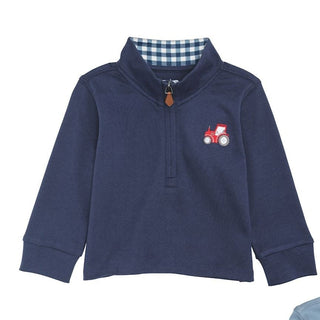 Mud Pie Navy Tractor Quarter-Zip Sweatshirt