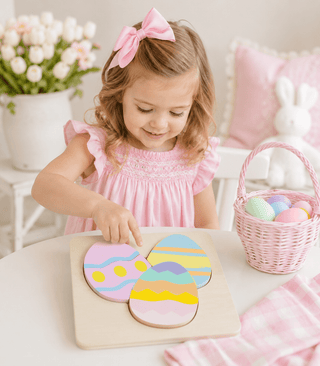 Mud Pie Wooden Easter Egg Puzzle – 6 Piece-Toys-Simply Blessed Children's Boutique