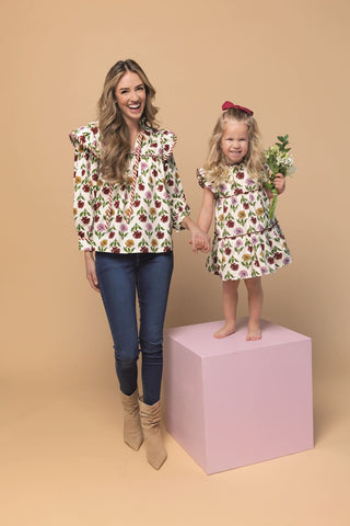 Mud Pie Girls Multi-Color Floral Ruffle Dress - Simply Blessed Children's Boutique
