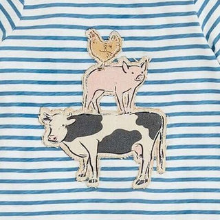 Mud Pie Baby Boy Farm Friends Striped One-Piece Outfit-Infants-Simply Blessed Children's Boutique