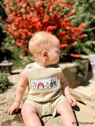 Smocked Farm Print Jon Jon - Mud Pie-Infants-Simply Blessed Children's Boutique