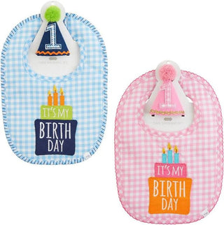 Pink Gingham Cake Smasher Hat and Bib Set-Baby Accessories-Simply Blessed Children's Boutique