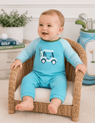 Mud Pie Blue Golf Cart Bodysuit-Misc.-Simply Blessed Children's Boutique