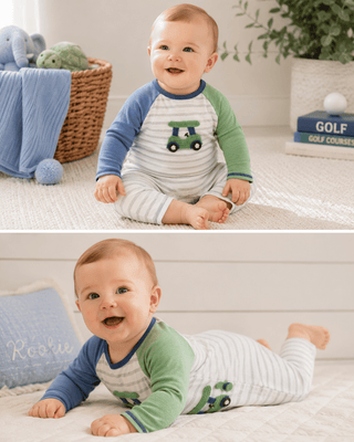 Mud Pie Baby Boy Crochet Golf Cart Bodysuit-Infants-Simply Blessed Children's Boutique