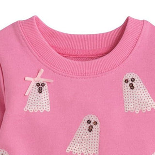 Mud Pie Sequin Ghost Sweatshirt Dress - Simply Blessed Children's Boutique