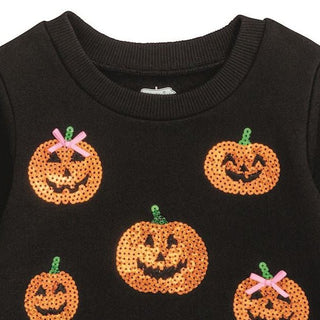 Mud Pie Sequin Jack-O-Lantern Sweatshirt - Simply Blessed Children's Boutique