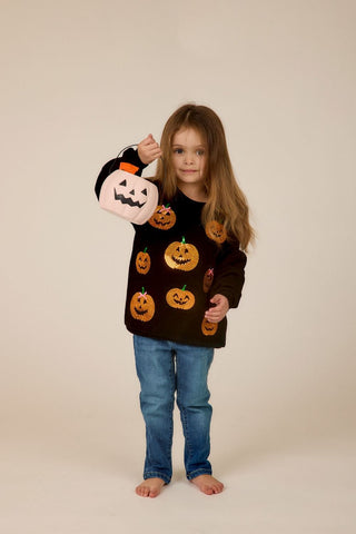 Mud Pie Sequin Jack-O-Lantern Sweatshirt - Simply Blessed Children's Boutique