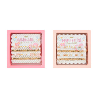 Mud Pie Mama and Mini Beaded Bracelet Set - Pink or Pearl
