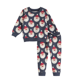 Mud Pie Boys Navy Santa Two-Piece Jogger Set-Boys Outfit Sets-Simply Blessed Children's Boutique