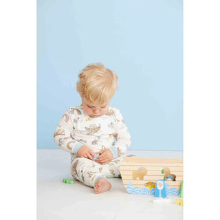 Mud Pie Blue Noah's Ark Pajama Set-Boys Sleepwear-Simply Blessed Children's Boutique