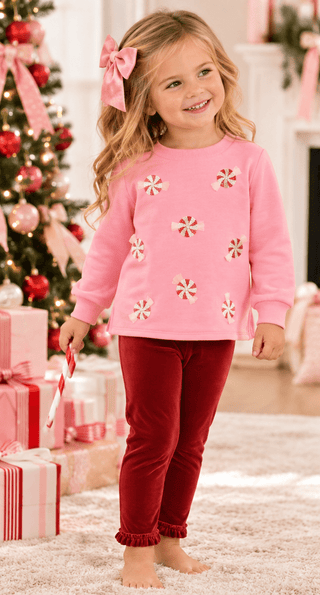 Mud Pie Peppermint Candy Sweatshirt & Legging Set-Girls Outfit Sets-Simply Blessed Children's Boutique