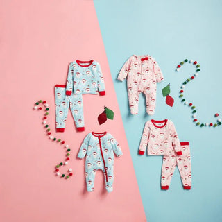 Mud Pie Pink Santa Glow Pajama Set-Girls Sleepwear-Simply Blessed Children's Boutique