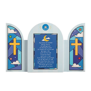 Fold-out musical prayer book with praying hands cover—plays “Jesus Loves Me” and introduces prayer to little ones.