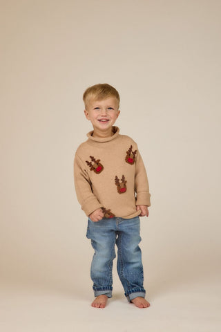 Mud Pie Boys Scattered Reindeer Rollneck Sweater-Boys Sweatshirt/Pullover-Simply Blessed Children's Boutique