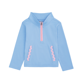 Mud Pie Girls' Ric Rac Quarter Zip Sweatshirt-Girls Sweatshirt/Pullover-Simply Blessed Children's Boutique