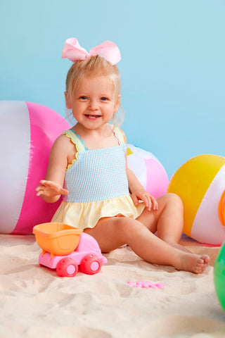 Pastel Stripe Seersucker Swimsuit - Mud Pie