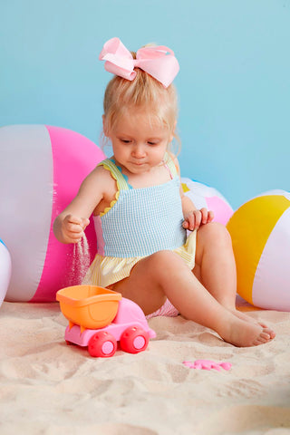 Pastel Stripe Seersucker Swimsuit - Mud Pie