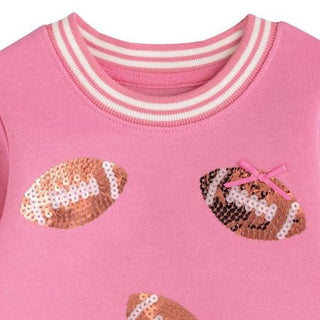 Mud Pie Girls Football Sequin Sweatshirt Dress - Simply Blessed Children's Boutique