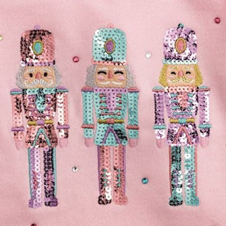 Mud Pie Girls Pink Nutcracker Sequin Sweatshirt-Girls Sweatshirt/Pullover-Simply Blessed Children's Boutique
