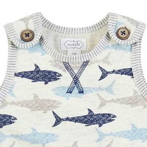 Mud Pie Baby Boys Sleeveless Shark Romper-Infants-Simply Blessed Children's Boutique