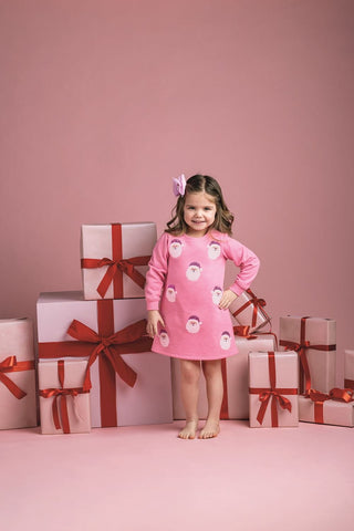 Mud Pie Sparkle Santa Sweatshirt Dress-Girls Dresses-Simply Blessed Children's Boutique