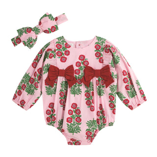 Mud Pie Christmas Block-Print Bubble & Headband Set-Infants-Simply Blessed Children's Boutique