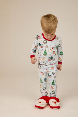 Mud Pie Boy's Light Blue Classic Christmas Pajama Set-Boys Sleepwear-Simply Blessed Children's Boutique