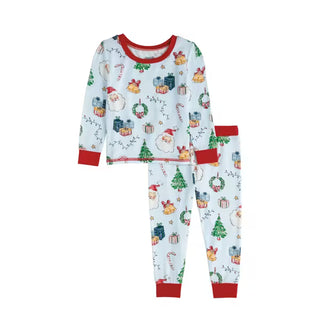 Mud Pie Boy's Light Blue Classic Christmas Pajama Set-Boys Sleepwear-Simply Blessed Children's Boutique